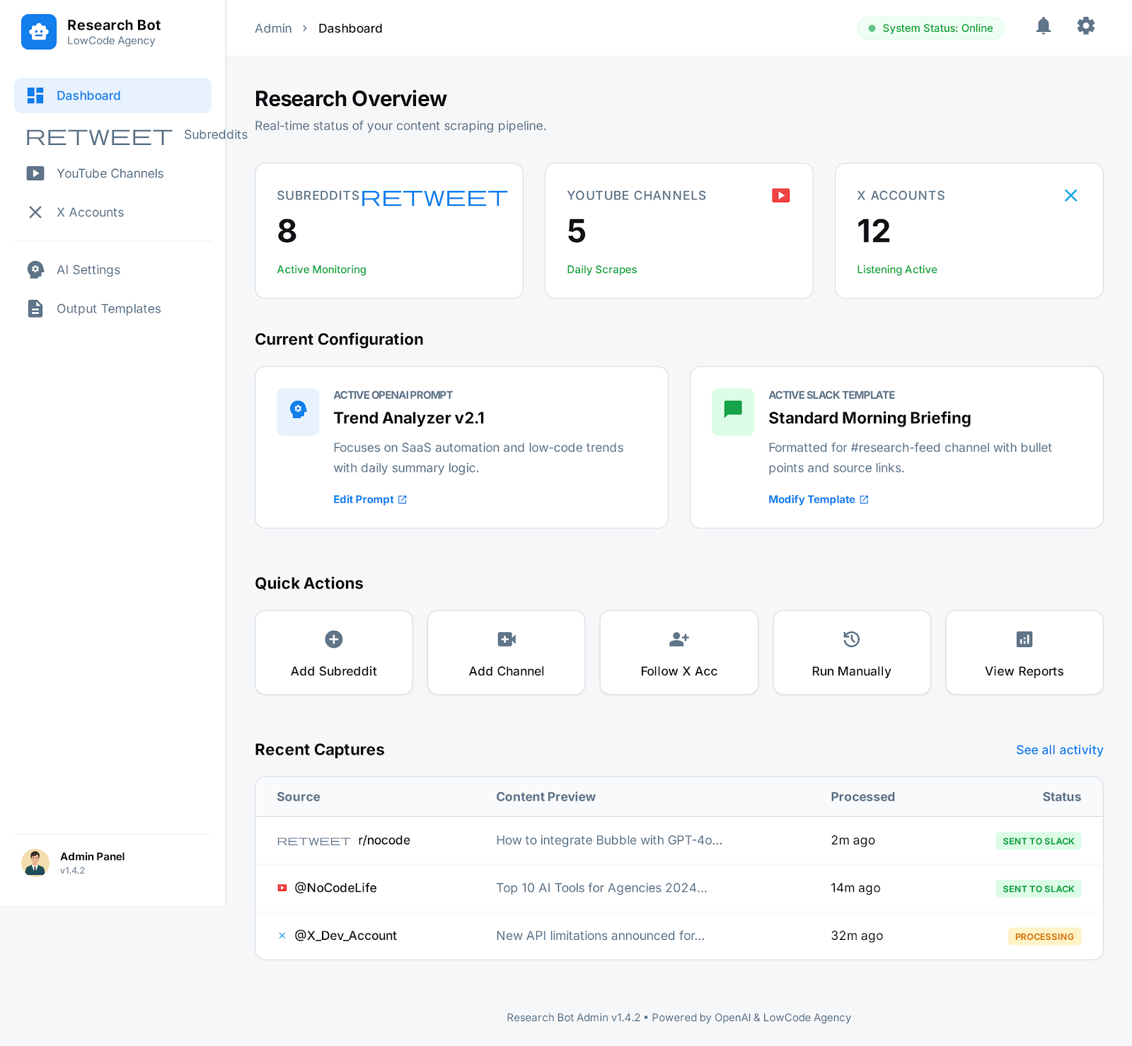 Research Bot Dashboard